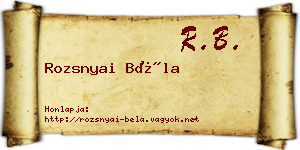 Rozsnyai Béla névjegykártya