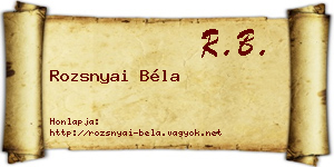 Rozsnyai Béla névjegykártya
